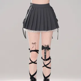 Young Eyes Gray & Floral Pleated Mini Skirt